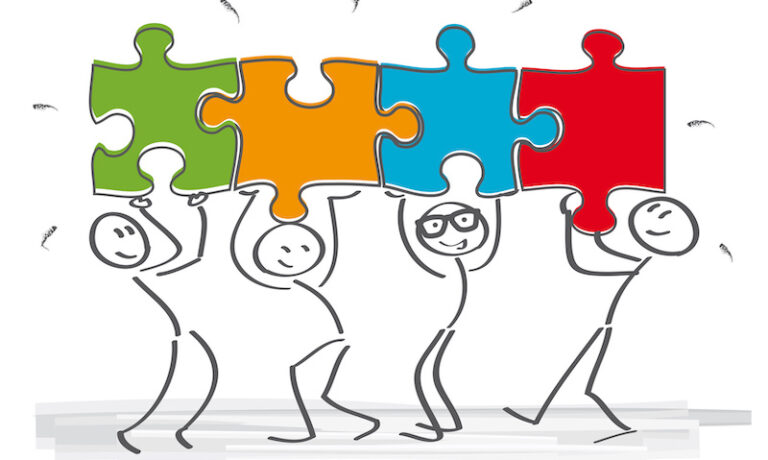 Strichmännchen – Teamarbeit und Puzzlestücke