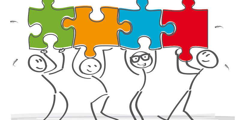 Strichmännchen – Teamarbeit und Puzzlestücke